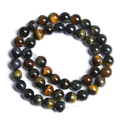 8MM 46PCS Natural Tiger Eye Beads Yellow Blue Stone Loose Beads for Jewelry Making DIY Bracelet Necklace