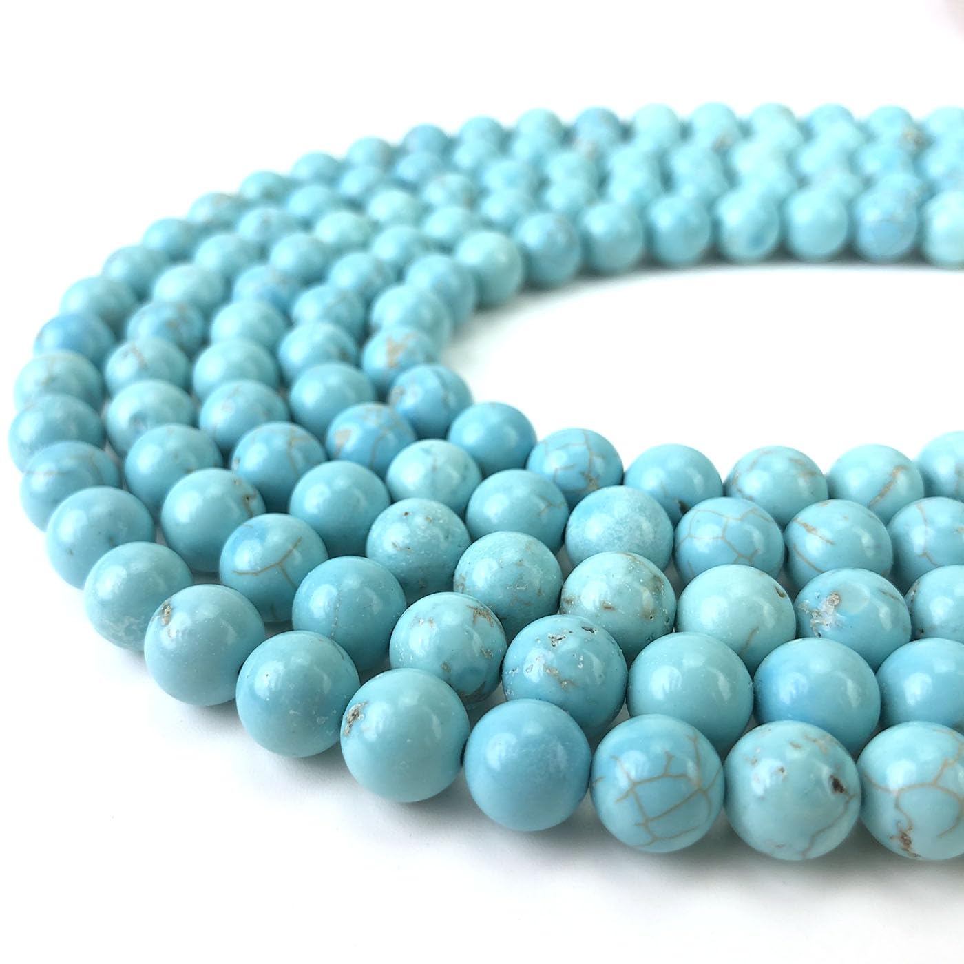 10mm Blue Turquoise Beads Round Gemstone Loose Beads for Jewelry Making (38-40pcs/strand)