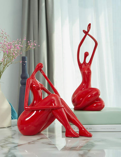 HAUCOZE Lady Sculpture Woman Figurine Gift Modern Home Decor Statue for Living Room Bedroom Office Polyresin 11 Inch