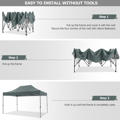 COBIZI 10x15 Heavy Duty Pop up Canopy Tent with 4 sidewalls, Commercial Outdoor Tents for Parties,Backyard Event, Wedding, All Season Waterproof Event Shelter with Carry Bag, Gray(Frame Thickened)