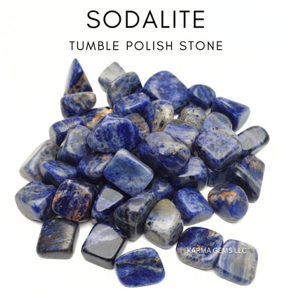 Karma Gems 1lb Sodalite Tumbled Stones - Polished Stones for Positive Energy - Crystal Kit for Fresh Mind & Restful Sleep - Healing Stone for Chakra Balancing - Ideal for Gift & Home Decor (15-25 Mm)