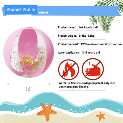 AMOR PRESENT Beach Ball, 16" Glitter Inflatable Beach Balls for Kids & Toddlers Pool Game, Summer Party Favors