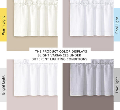 H.VERSAILTEX 2 Panels White Valance for Windows, Natural Blackout Curtains Valances for Small Windows/Living Room/Bedroom/Bathroom Rod Pocket 52" W x 18" L, Pure White，2 Packs
