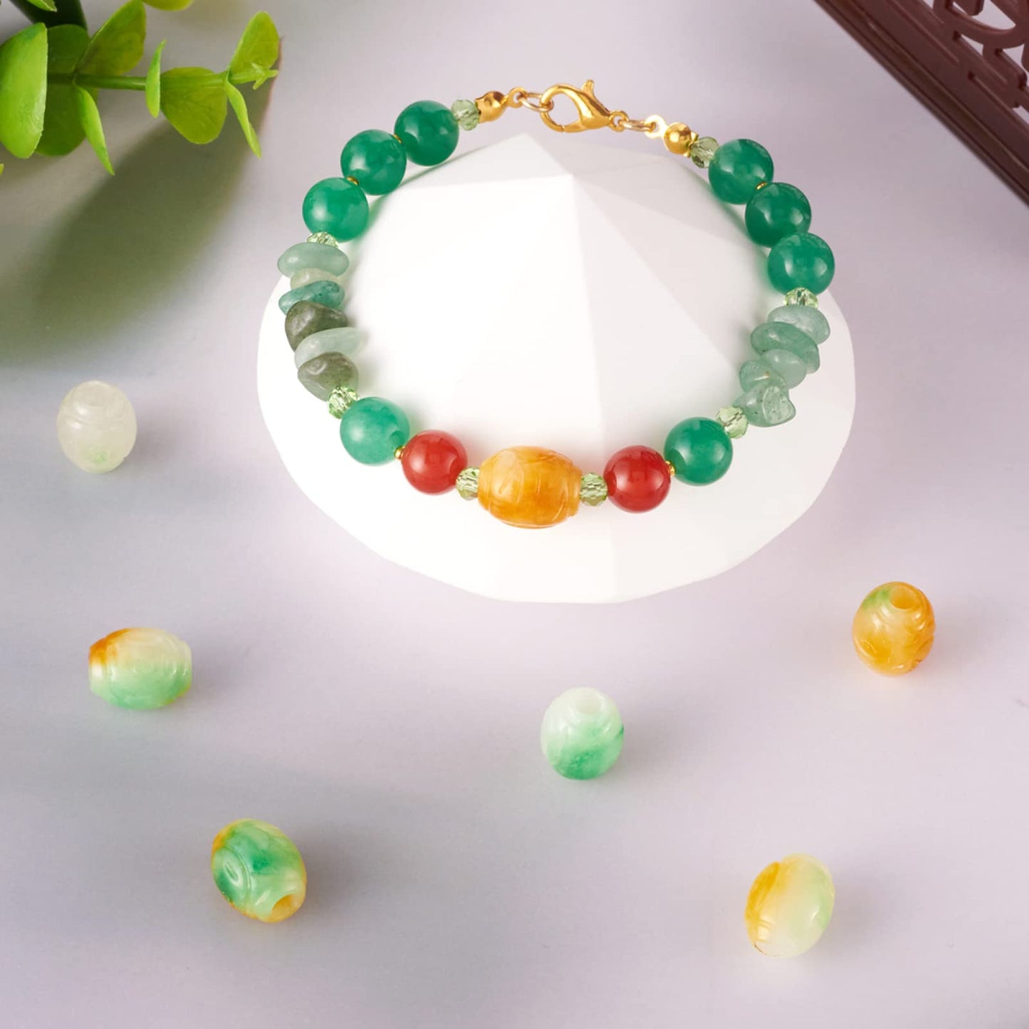Fashewelry 10Pcs Natural Myanmar Jade Stone Large Hole Beads Engraving Carved Gemstone European Charms Bead Barrel Rondelle Shape Healing Chakra Gems Loose Spacers for Jewelry Making 4mm Hole