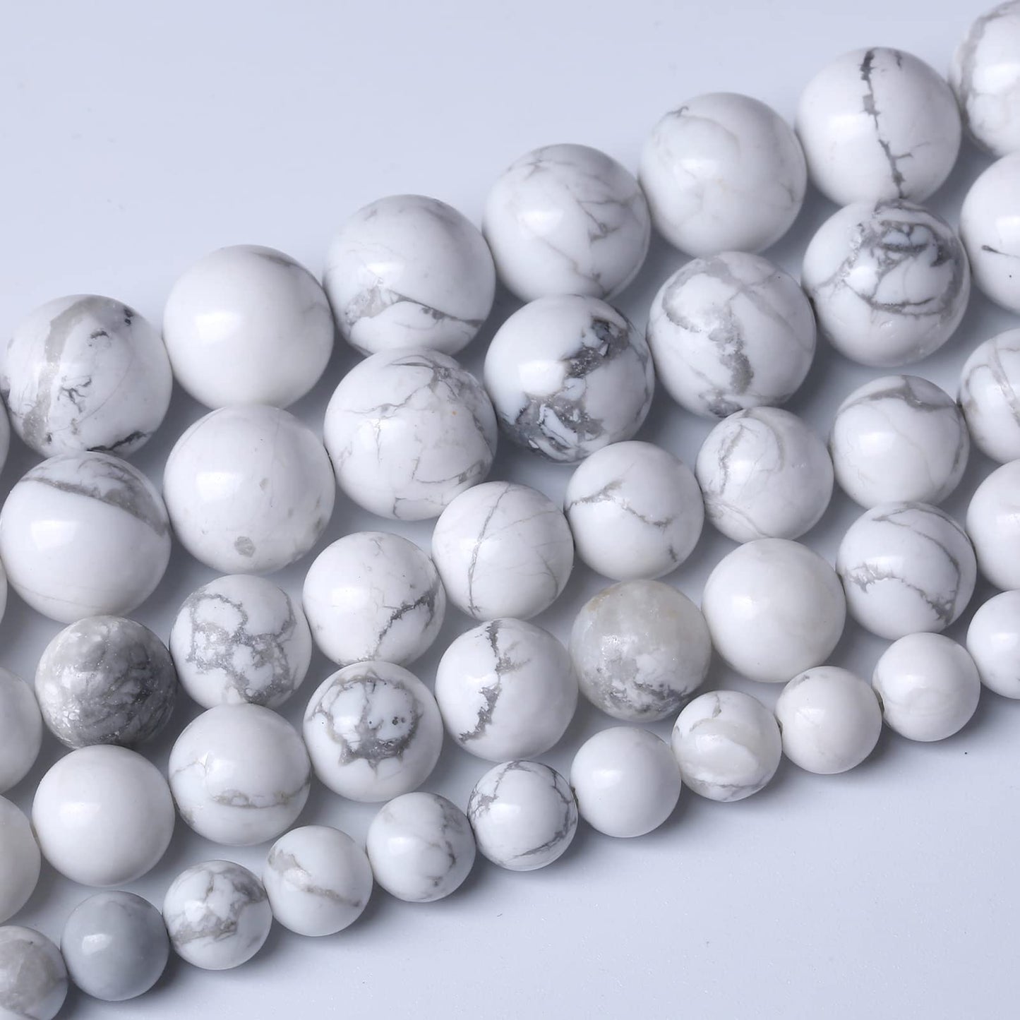 60pcs 6mm AAA Natural Stone Beads White Howlite Turquoises Round Loose Beads for Jewelry Making DIY Bracelet (White Howlite Turquoises, 6mm)