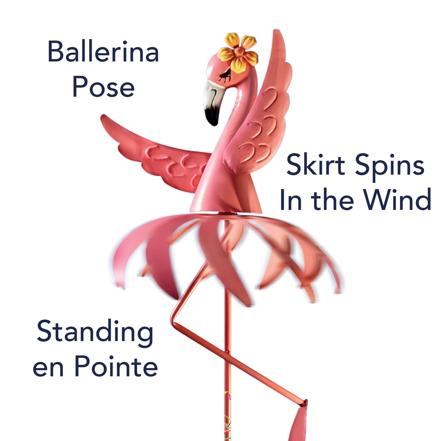 Bits and Pieces Pink Flamingo Wind Spinner - 38 Inch Outdoor Garden Decoration Rust-Resistant Windspinner Windmill Yard Art