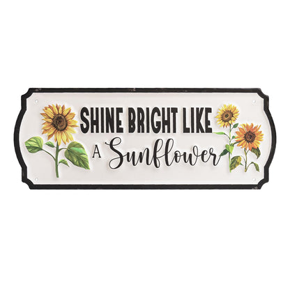 pechpell Metal Sunflower Wall Decor, 15.7"×5.9" Outdoor Sun flower Sign Fence Yard Patio Porch Garden Wall Art, Kitchen Bathroom Bedroom Decorations for Home