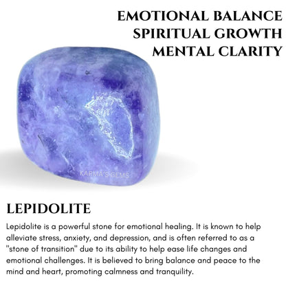 Karma Gems Lepidolite Tumbled Stones Natural Crystal Kit for Reiki Healing Crystal Polished, Tumble Stones, Chakra Balancing, Reiki Gift, Home Decor (15-25 MM)