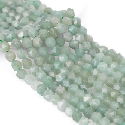 BEADIA Faceted Natural Green Aventurine Jade Stone Round Beads 8mm 36cm/Strand for Jewelry Making