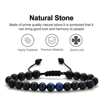 M MOOHAM Gifts for Men Bracelets - Beaded Lava Rock Stone Tiger Eye Adjustable Matte Agate Bracelet Men Who Want Nothing Birthday Retirement Gifts