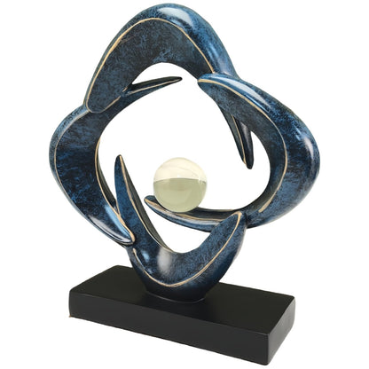 CECKQUE Modern Home Decor Abstract Decorative Sculpture Decorations for Living Room Dining Room Office, Resin Art Statues Coffee Table Bookshelf Decor Accents (Blue)
