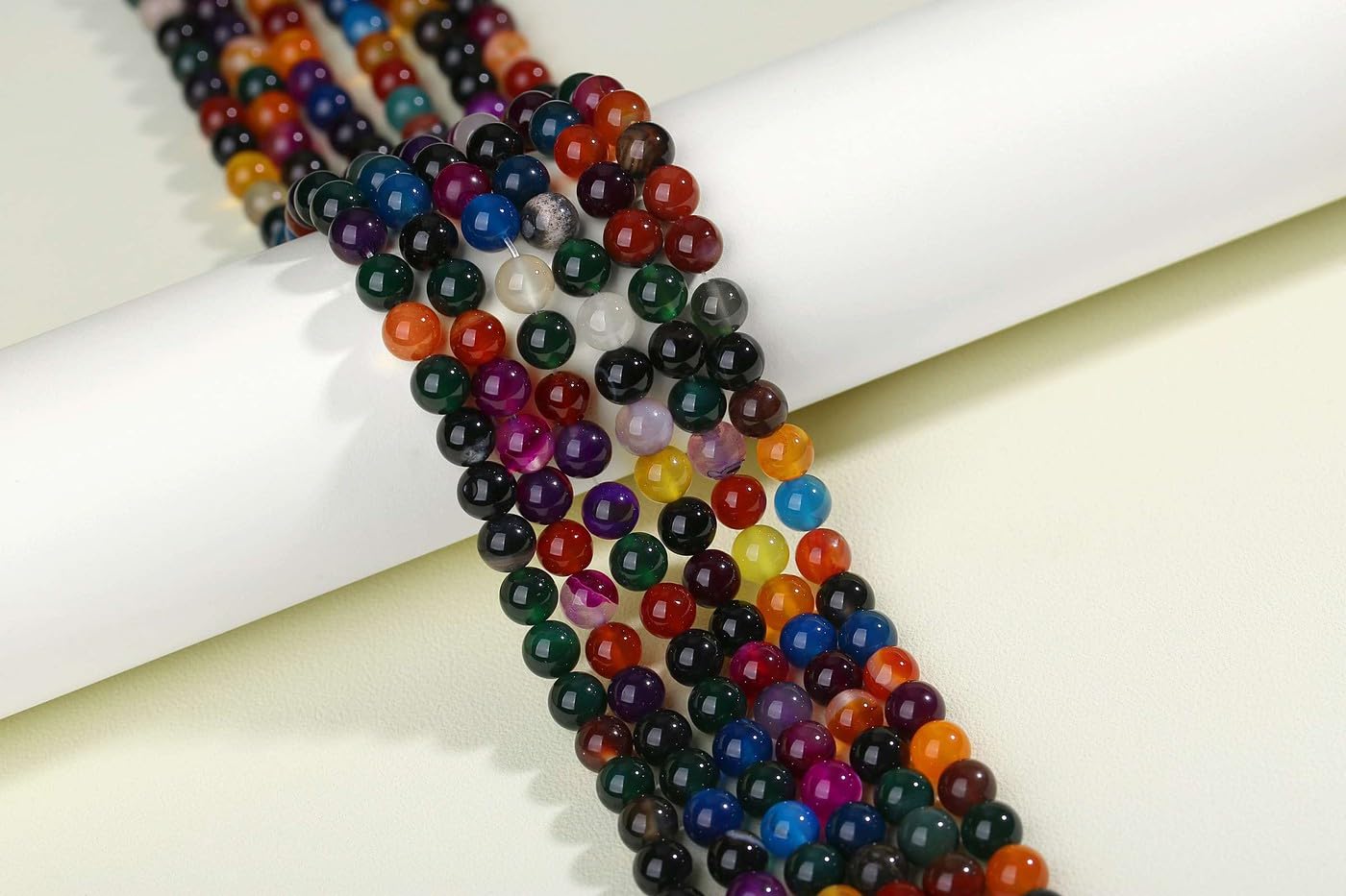 LAIDANLA Colorful Agate 6mm Natural Stone Beads Round Loose Gemstone Stone Beads for DIY Bracelet Necklace Earrings Jewelry Making Polishing Genuine Real Beading Crystal 96PCS 2 Strand 32"