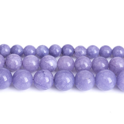 Lavender Purple Chalcedony Natural Stone Beads Gems Round Loose Beads Jewelry Making DIY Bracelet Necklace Accessory 1 Strand 45PCS 8MM 15"