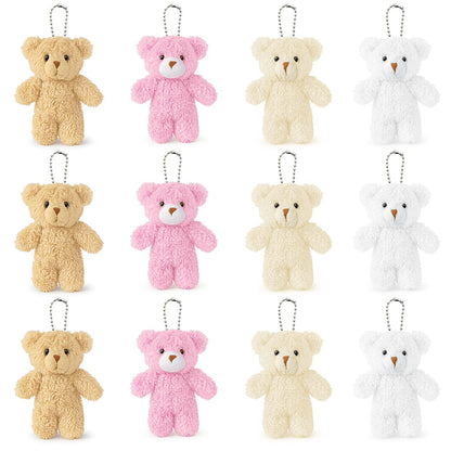 Sealive 12 Pcs Mini Plush Bears (4.7") - Small Stuffed Animals for DIY Valentine's Day Bouquets, Baby Shower Favors, Gender Reveal - Tiny Bear Ornaments for Backpack Keychains & Christmas Stockings