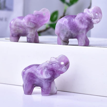 Ytbeoxk 1.8 Inch Amethyst Elephant Crystals Decor, Healing Crystal Cute Figurines, purple Elephant Gemstones Decorations Statue, Lucky Reiki Stones in Home and Office Meditation Gift for Women and men