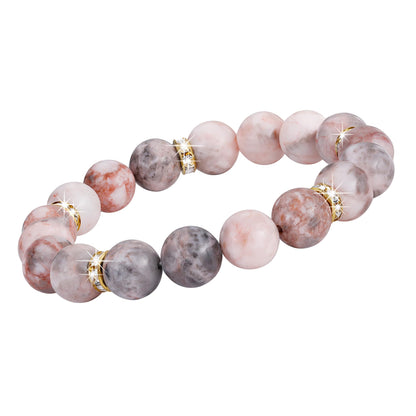 Healing Beaded Bracelet for Women - Rose Quartz & Chakra Crystal Anxiety Stress Relief Bead Bracelets, Calming Stretchy Yoga Meditation Daily Wear Healing Stones Bracelet, Stress Relief Gift for Her