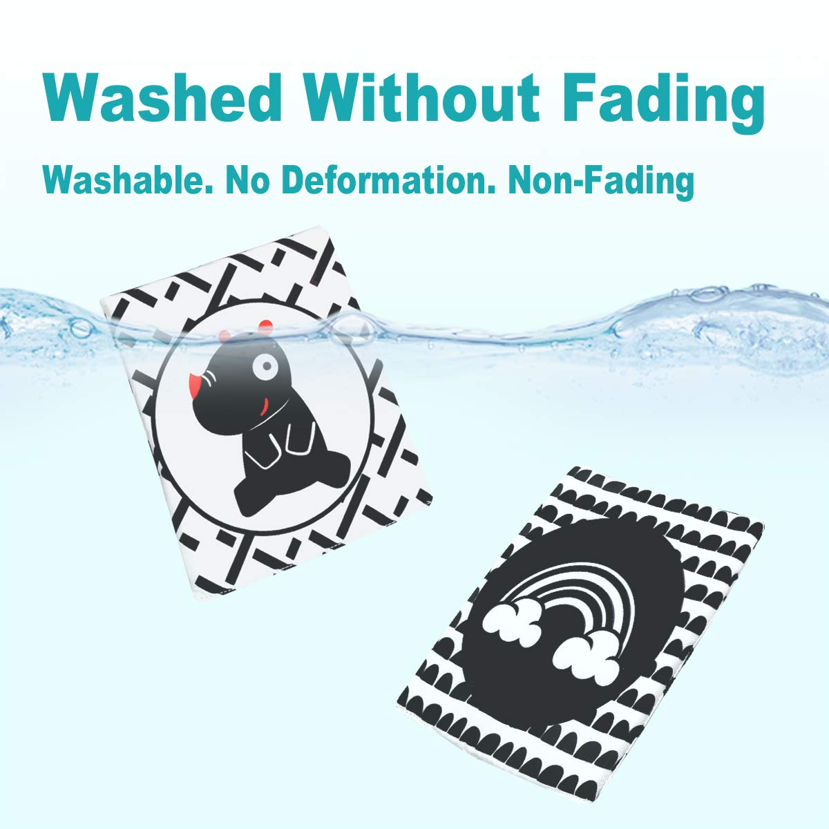 Black White Soft Flash Cards with Cloth Storage Bag for Baby and Infant, High Contrast Newborn Toys for 0 3 6 9 12 Months Boys and Girls, Gifts for Baby Shower（24PCS）