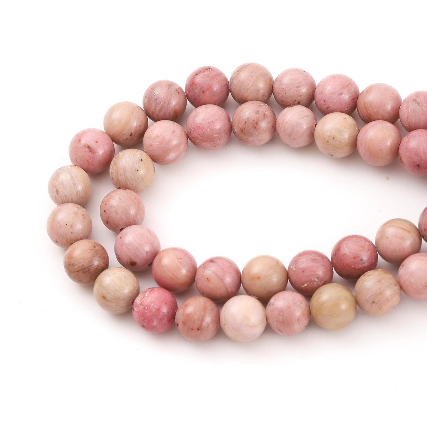 8mm 45pcs DIY Natural Rhodochrosite Stone Beads Round Healing Crystal Gemstone Loose Beads for Jewelry Making Handmade Bracelet Necklace