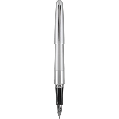 PILOT Metropolitan Collection Fountain Pen, Silver Barrel, Classic Design, Medium Nib, Black Ink (91108)