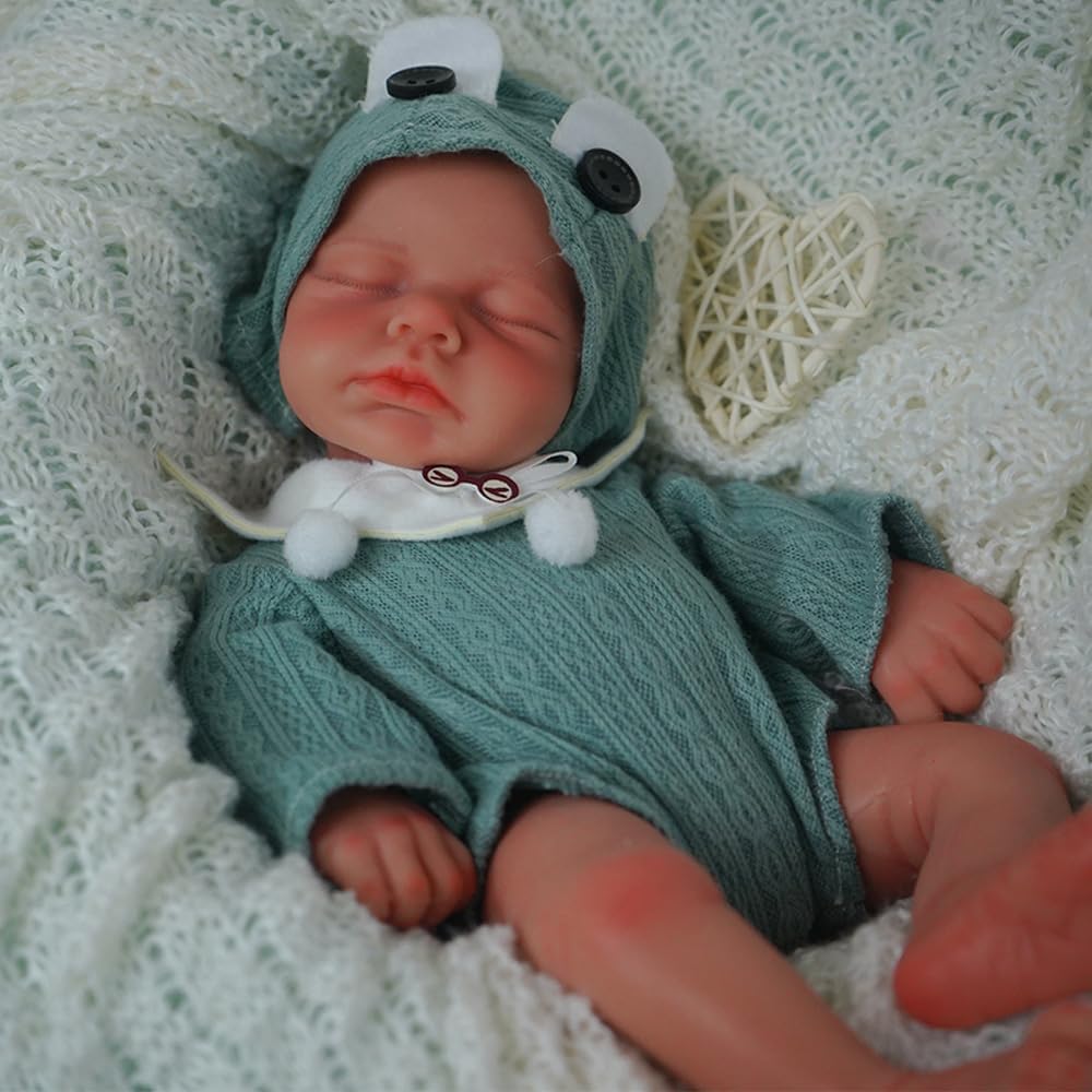 SOFTMARY Lifelike Reborn Baby Dolls - 12-inch Full Silicone Newborn, Real Life Baby Dolls with Realistic Veins & Sleeping Pose - Real Baby Reborn Gift Set for Kids Age 3+