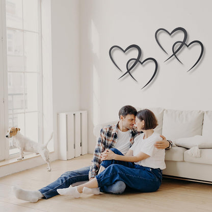 OYEFLY Infinity Heart Metal Wall Decor,Infinity Heart Wall Decor for Room Living,Wedding Decor (Black, style3 11.4 x 10.7in)