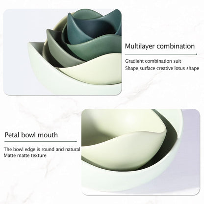 Notakia Salad Decorative Bowls Lotus Shaped Pasta Bowls Dishwasher Safe, Unique Angled Ceramic Bowls for Salad, Pasta, Soup, Rice, Prep, Ideal for Restaurant (Green)
