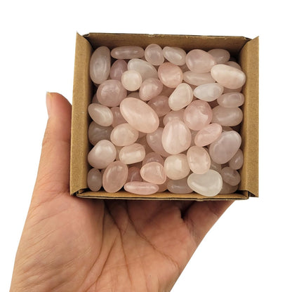 1,000 Carats Rose Quartz Handpicked Tumbled Stones Crystals Chips Bulk Pocket Stones for Healing, Reiki, Meditation, Witchcraft and Home Decorations (Rose Quartz)