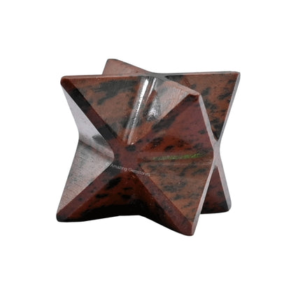 Amazing Gemstone Mahogany Obsidian Merkaba Crystal - 0.75 Inches Metaphysical Merkaba Star for Meditation - Energetic Tetrahedron Crystal and Healing Stones for Spiritual Growth and Healing (15-20mm)