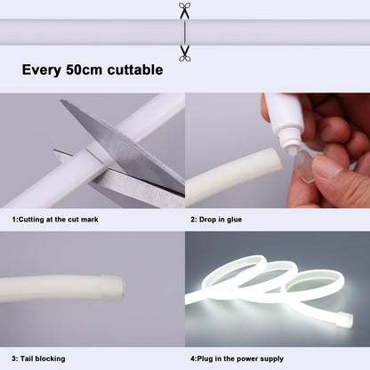 BENLUN AC 110V COB LED Strip Lights Outdoor Waterproof 65.6ft, 6000K Cool White Super Bright 200W CRI 90+ LED Rope Light, IP65 Flexible Cuttable, for Bedroom Garden Commercial House