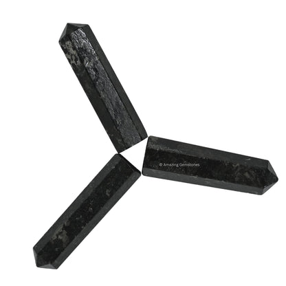 Amazing Gemstone Nuummite Crystal Points Bulk Healing Crystals & Stones - Pack of 3 Single Terminated Healing W& Point Bulk Crystals for Crafts, Crystal Grid, DIY Work - Premium Crystals