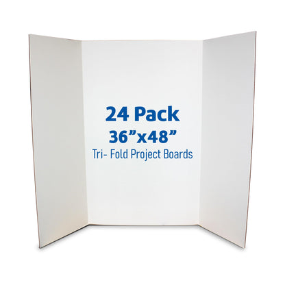 Flipside Products 36” x 48” Project Boards for Presentations, Science Fair, School Projects, Event Displays and Trifold Picture Board, Proudly Made in USA - Clay White - 24 Pack