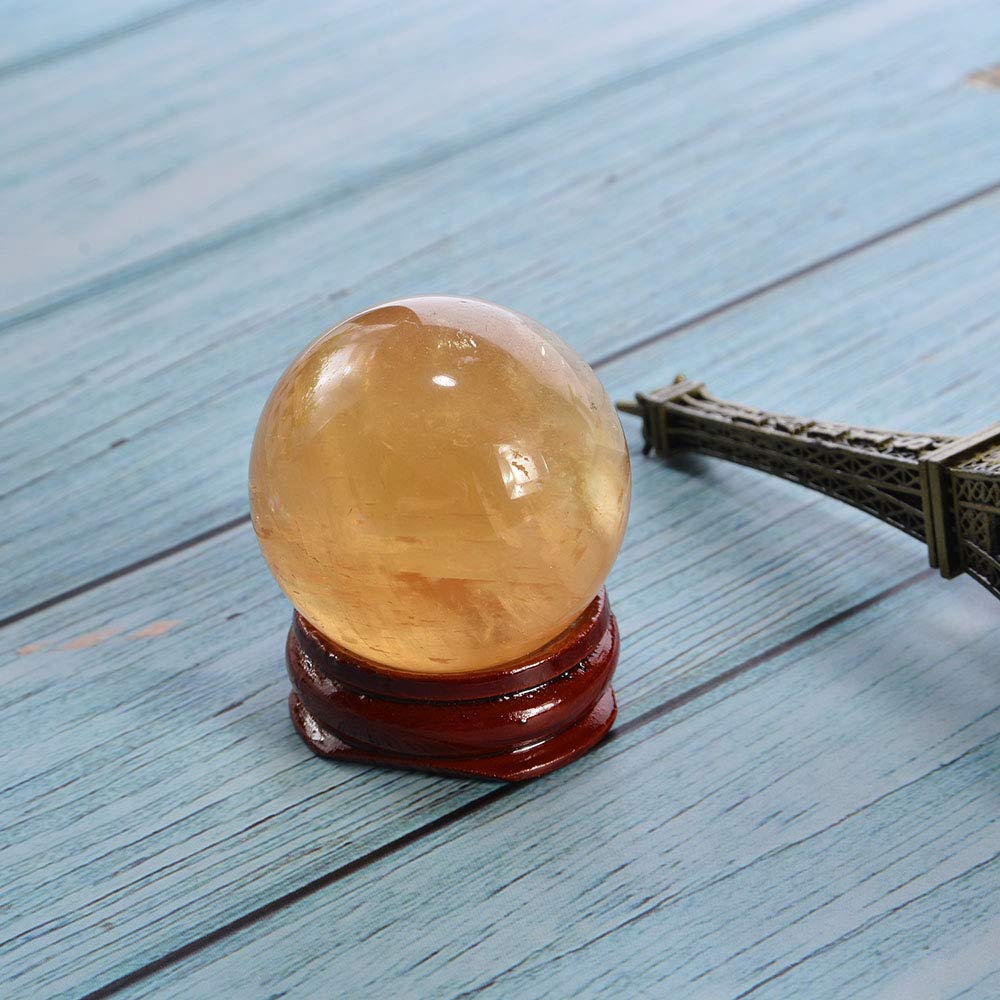Wixine 1Pcs 40mm Yellow Citrine Quartz Crystal Sphere Ball Healing Gemstone