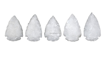 Amazing Gemstone 5 Pieces Snow Quartz Arrowhead, Crystal and Healing Stone Flint Rock Arrow Head - 1 to 1.5 Arrowheads for DIY Project Craft Point Jewelry Making