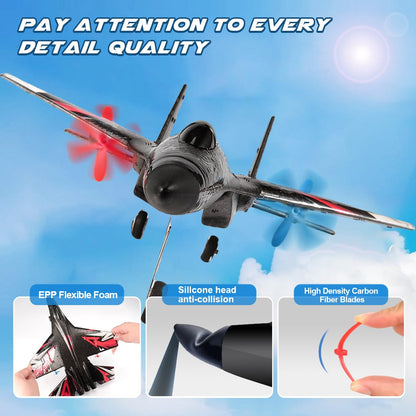 Fremego SU27 RC Plane, 2.4GHZ RC Airplane Ready to Fly Remote Control Airplane W/ 2 Batteries & 6-axis Gyro Stabilizer, 2CH RTF Hobby RC Glider for Beginners Kids Boys Girls Adults