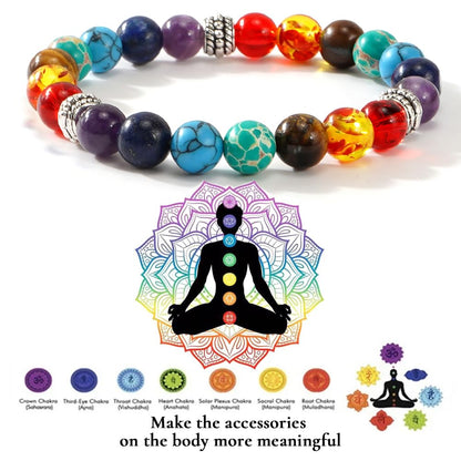 Bohxantium 7 Chakra Reiki Healing Beaded Bracelet Stack - Natural Stone Beads Bracelet for Anxiety Relief, Spiritual Energy Yoga Stackable Jewelry for Women Men, Meditation Relax Friendship Gift