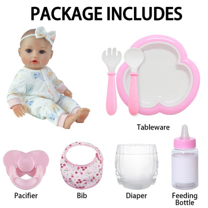SCOM Realistic Baby Doll Girl - 16 inch Soft Body Baby Dolls with Accessories, Real Life Cute Toddler, Lifelike First Doll with Vinyl Body for Kids 3 4 5 6 + Year Old Gifts Hispanic