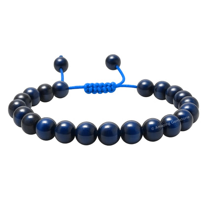 Amazing Gemstone Blue Tiger Eye Bracelet for Women Men's Gifts - Protection Healing Crystal Bracelet - 8mm Gemstone Beaded Adjustable Bracelet Pulseras Para Hombres Mujer Stocking Stuffers