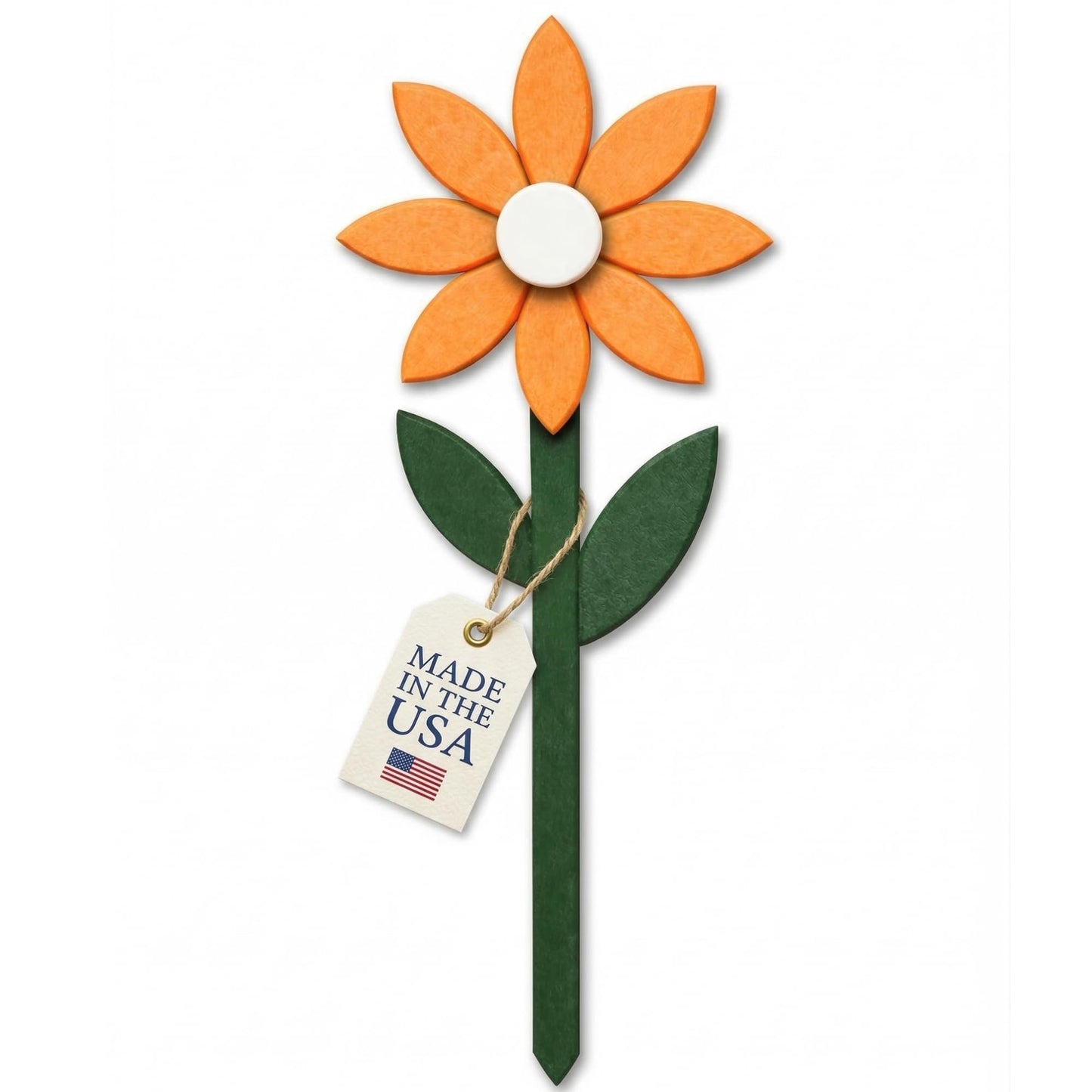 Peaceful Classics Amish Handmade Garden Flower Stake – Poly Outdoor Yard Decoration – Made in USA, Weatherproof & Rot-Proof – Stainless Steel Hardware – Fully Assembled – 23.5” x 8.5” (Orange)