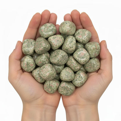 Unakite Tumbled Stone – Natural Green & Pink Crystal Gemstone for Positivity, Balance & Spiritual Growth – Pocket Stone for Meditation, Reiki, Chakra, Yoga & Décor