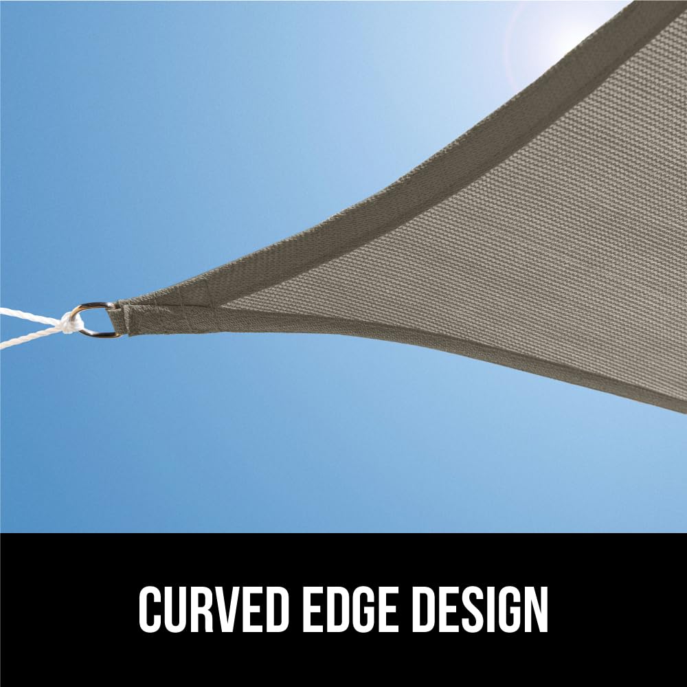 GORILLA GRIP Heavy Duty Sun Shade, UV Protection Fade Tear and Rust Resistant Rectangle Sunshade Canopy, Curved Edges Blocks Sunlight, Breathable Sail, Outdoor Patio, Lawn Garden 12x16 FT Gray