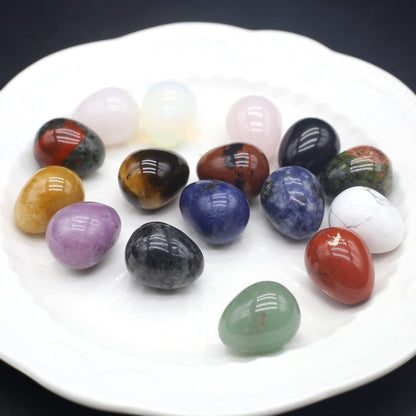QSLLER 10PCS Egg Statue Natural Stone Decoracion Rose Quartz Amethyst Gemstones Mineral Yoga Healing Crystals Stone Ornament Room Decor