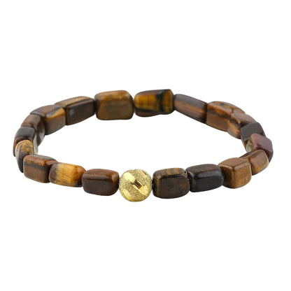 CRYSTALIS Tiger Eye Elastic Stretch Bracelet, Natural Beads, Chakra Healing Jewelry for Men & Women, Adjustable Bracelet, Everyday Wear, Gift Giving Bracelet, 7.25 to 7.50 inch