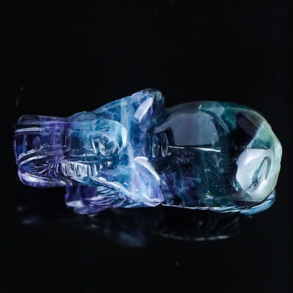 Hxswkk 2.5" Rainbow Fluorite Crystal Elephant Decor Gemstone Hand Carved Animal Healing Statue Craft Home Office Gifts