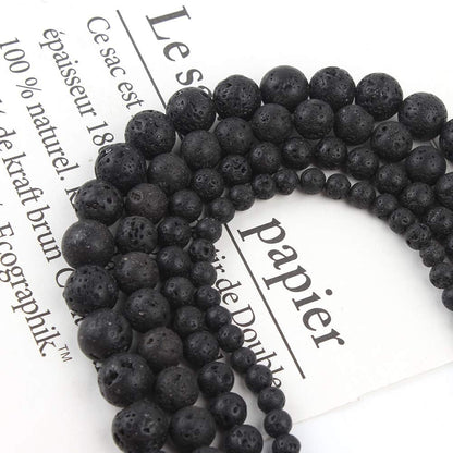 45pcs 8mm Natural Stone Beads Black Lava Beads Energy Crystal Power Gemstone for Jewelry Making, DIY Bracelet Necklace