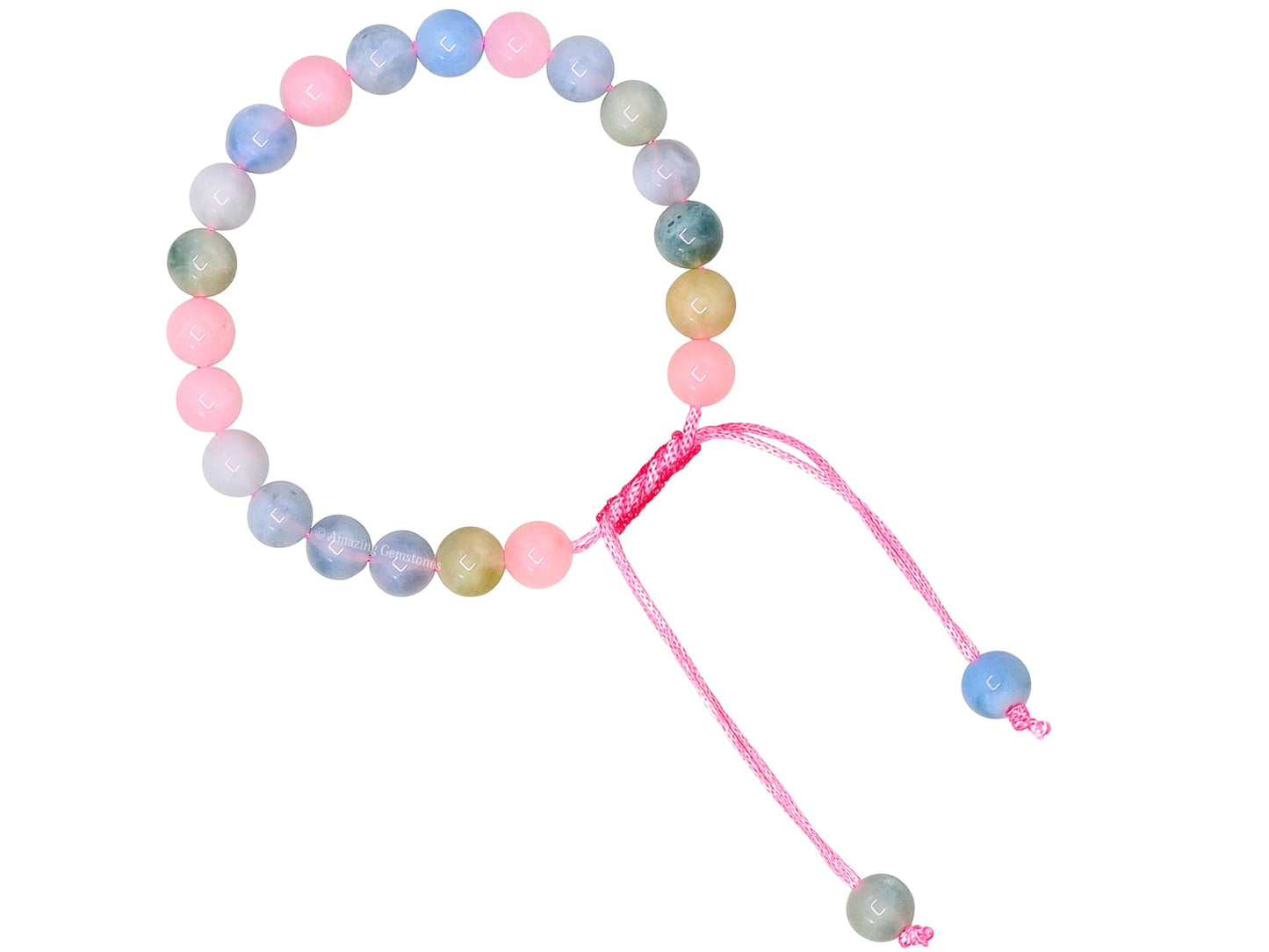 Amazing Gemstone Natural Morganite Bracelet for Women Men's Gifts - Protection Healing Crystal Bracelet - 8mm Gemstone Beaded Adjustable Bracelet Pulseras Para Hombres Mujer Stocking Stuffers