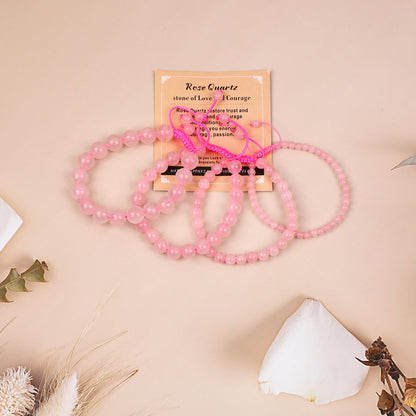 AD Beads 4mm Rose Quartz Bracelet - Stone of stone of Love and Courage - Handmade Natural Stone Crystal Bracelet with Adjustable Macrame String - Yoga Healing Power Energy Gifts for Men and Women