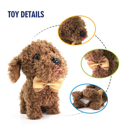 WEofferwhatYOUwant Labradoodle Robot Dog – Interactive Plush Puppy Toy That Walks and Barks – Goldendoodle Stuffed Animal with Sounds – Cuddly Educational Gift for Toddlers 18+ Months