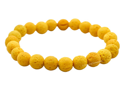 Amazing Gemstone Crystal Bracelet for Women Men's Gifts - Protection Healing Crystal Bracelet - 8mm Gemstone Beaded Stretchable Bracelet Pulseras Para Hombres Mujer Stocking Stuffers Mothers Day Gift (Yellow Lava)