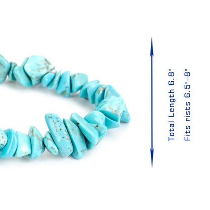 Herxion Turquoise Bracelet for Women & Men- Natural Raw Beads Protection Bracelets, Irregular Chips Stretch Healing Crystals Anxiety Relief Jewelry for Boost Confidence & Courage