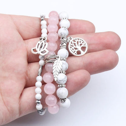 UEUC Tree of Life Yoga Healing Stone Bracelets,Multilayer Lotus Chakra Stone Reiki Bracelet Sets,Anxiety Crystal Natural Stone,for Women Stress Relief(#178)